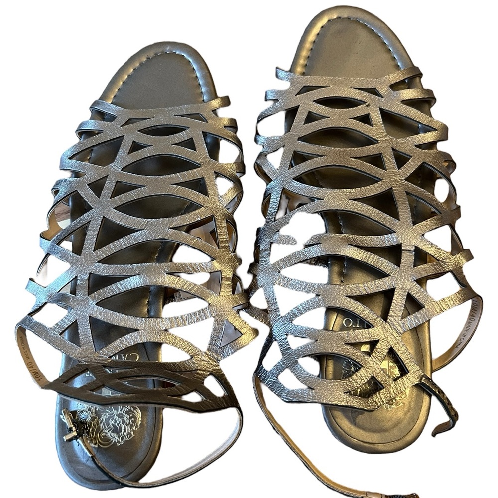 Vince Camuto golden sandals size 10 ,used very little